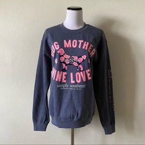 NWT SIMPLY SOUTHERN Sz S Dog Mother Wine Lover Long Sleeve Crewneck Sweater